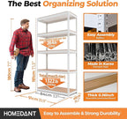 HOMEDANT 35.9" W 5 Tier Heavy Duty Garage Shelving Adjustable Metal Rack Storage Shelves Standing Shelf Unit Organizers Pantry Closet White 1Pack