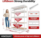 HOMEDANT 47.7" W 5 Tier Heavy Duty Garage Shelving Adjustable Metal Rack Storage Shelves Standing Shelf Unit Organizers Industrial Warehouse Basement Black 1Pack