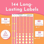Name Bubbles - Basic Daycare Name Stickers for Kids (144 Count) - Personalized Waterproof Name Labels for School Supplies, Clothing Tags, Baby Bottles, All Ages - Washable Stick-On Labels (Split)