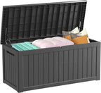 Decksplore Outdoor Storage Box Waterproof, 200 Gallon Lockable Resin Large Deck Box, Patio Storage Bin for Pool Accessories Cushion Furniture, Garden Tools, UV-Resistant Outside Delivery, Black