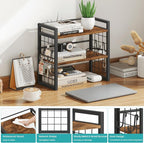 ELITEROO Desktop Shelf Organizer, 2 Tier Wood Desk Bookshelf, Desk Top Storage Rack for Office, Dorm, or Bedroom Decor, Small Tabletop Shelf for Books, Plants & Accessories, Rustic Brown