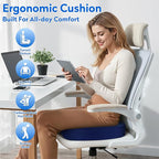 XXL Seat Cushion Office Car Seat Cushion, Memory Foam Cushion for Office Chair, Car Seat, Airplane, Bleacher Non-Slip Chair Pad, Butt Pillow for Desk, Wheelchair, Car (Blue)