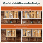 Silverware Organizer Large, Magnetic Connected Expandable 13 Slots Silverware Drawer Organizer From 21 to 37.4 Inches, Adjustable Flatware and Cutlery Holder, Bamboo Utensil Tray for Kitchen Natural