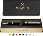 Scriveiner British Racing Green Fountain Pen - Stunning Luxury Pen with Chrome Finish, Schmidt Nib (Fine), Best Pen Gift Set for Men & Women, Professional, Executive, Office, Nice Pens