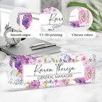 Custom Office Name Plate for Desk, Personalized Gifts for Women, Appreciation Gifts for Employee Coworkers Boss Teacher, Office Accessories (Hundred Flowers)
