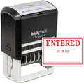 MaxMark Large Self-Inking Rubber Date Office Stamp with Entered Phrase & Date - Red Ink, 12-Year Band - Style 3