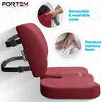 FORTEM Seat Cushion, Office Chair Cushion, Lumbar Support Pillow for Office Chair, Memory Foam Sciatica Coccyx Tailbone Pressure Pain Relief, Car Sitting Pad, Washable Non Slip