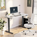 FLEXISPOT E6 3-Stage Dual Motor Electric Standing Desk 55 x 28 Sit Stand Up Desk, Holds 220 lbs, Adjustable Height w/Memory Presets, One-Piece White Desktop & Black Frame, Ships in 2 Boxes