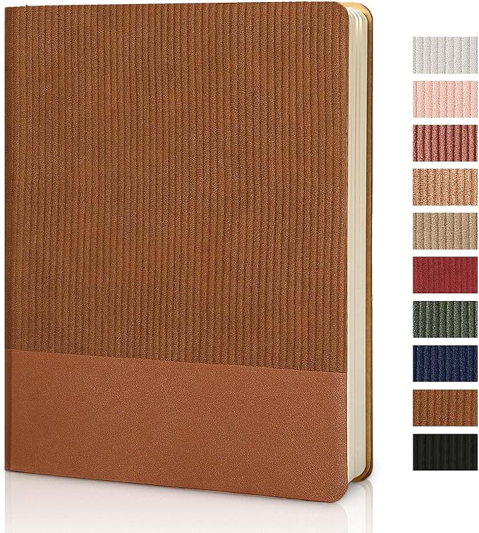 TSFPapier Lined Journal Notebook for Work College Ruled Note Book 7.2"x9.6" B5 PU Leather Daily Journaling 160 Pages for Women Men Writing Home School Supplies Business (Brown)