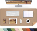 AFIING Leather Desk pad Protector, Large Desk mat with Natural Cork & PU Leather,Mouse pad,Non-Slip Office Desk Mat,Waterproof Desk Writing Pad for Office and Home (35.4in*17in,Dark Apricot)