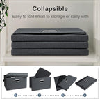 Graciadeco Medium 15" 21 Quart Collapsible Stackable Storage Bins with Lids, 5 Packs Dark Gray Foldable Fabric Closet Storage Boxes with Lids, Lidded Heavy-duty Linen Baskets(15x11x8)