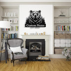 Custom Bear Metal Sign, Custom Bear Metal Wall Art Decor, Personalized Last Name Signs for Home, Rustic Farmhouse Black Wall Decor for Cabin, Bedroom, Living Room, Porch