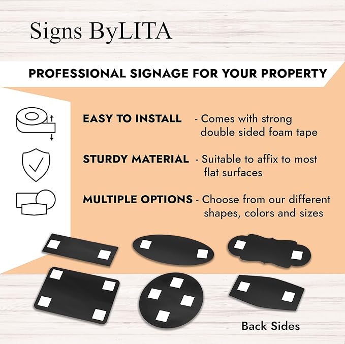 Signs ByLITA Standard Office Sign - Professional Business Signage - Easy to Install (Navy Blue/Gold) - Small 1 Pack