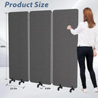Acoustic Room Divider Privacy Panel with Wheels, 3 Panel Soundproof Room Divider (Aluminum Frame) for Room Partition, Folding Room Dividers Separation Office Cubicle Wall Sound Proof Partition Divider