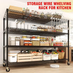 MilleLoom 4 Tier Industrial Storage Shelving Unit 2640LBS Capacity, Heavy Duty Adjustable Metal Shelves w/Wheels & Leveling Feet, Garage, Workshop, Basement Rack Shelf, 73.8" H*23.9" D*59.8" W
