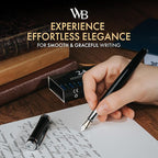 Wordsworth & Black Fountain Pen Set, Fine Nib, Includes 24 Pack Ink Cartridges, Ink Refill Converter & Gift Box, Chrome Finish, Calligraphy, [Black Chrome], Perfect for Men & Women