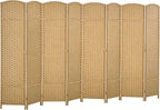 HOMCOM Room Divider, 8 Panel Folding Privacy Screen, 5.6' Tall Freestanding Wall Partition for Home Office, Bedroom, Nature Wood