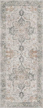 GENIMO Runner Rug 2'6''x12, Non Slip Vintage Hallway Runner Rugs, Low Pile Lightweight Machine Washable Mat for Hallway, Entryway, Bedroom, Kitchen and Corridor, Light Taupe Brown