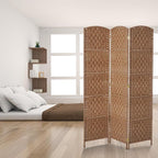 HOMCOM Room Divider, 3 Panel Folding Privacy Screen, 6FT Tall Portable Wicker Weave Partition Wall Divider for Bedroom, Home Office, Natural