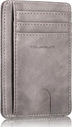 TOURSUIT Travel Minimalist Slim Front Pocket Wallet for Men Women, RFID Blocking Credit Card Holder Case (Grey)