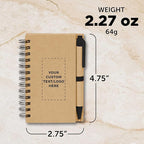 Custom Mini Spiral Notebooks with Black Ink Pens Set of 10/50/100, Personalized Bulk Pack - Perfect for School, Office, Business, Home - Black