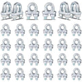 30PCS 1/4" Galvanized Zinc-Plated Wire Rope Cable Clamp Clips, M6 Wire Cable Clampswith U-Bolt Saddle Fasteners for Secure Rigging & Marine Use