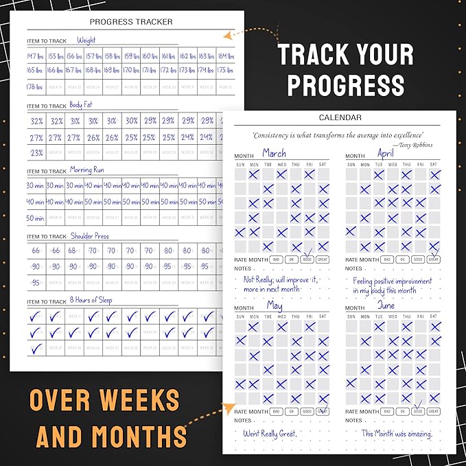 Nextnoid Hardcover Fitness Planner Workout Journal for Men & Women - A5 Sturdy Workout Book Log to Track Gym & Home Workouts - Beige
