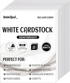 8.5'' x 11'' White Cardstock - 92lb Double-sided Cover Card Stock Heavyweight Paper Perfect for Scrapbooking, Crafts, Business Cards 25 Sheets 250gsm UAP13WH