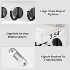 Lwenki Key Holder for Wall, Decorative Key and Mail Holder with Shelf Has Large Key Hooks for Bags, Coats, Umbrella – Paulownia Wood Key Hanger with Mounting Hardware (9.8”W x 6.7”H x 4.2”D)
