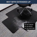 SALLOUS Office Chair Mat for Carpet, 45" x 53" Heavy Duty Chair Mat for Carpeted Floors,Non-Slip Floor Mat with Extended Lip, Floor Protector Computer Desk Mat for Home Office (Black, T-Shape)
