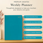 Mantra Planner 2026 Planner, Daily Journal & Gratitude Journal All-In-One with To Do List, Self Care Prompts & Habit Tracker - 7 x 10 - Teal