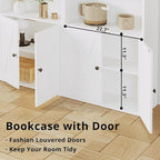 IRONCK Industrial Bookshelves and Bookcases with Doors Floor Standing 6 Shelf Display Storage Shelves 70 in Tall Bookcase for Home Office, Living Room
