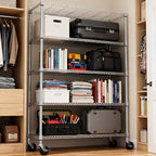 M MZG 5 Tiers Shelf 1750 lbs Steel Storage Shelving Utility Shelving Unit Steel Organizer Wire Rack for Home,Kitchen,Office,Garage Chrome 17.7" D x 47.2" W x 76.8" H