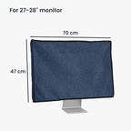 kwmobile Dust Cover for 27-28" Monitor - Linen Monitor Display Protector - Protect Your Computer Screen - Blue Grey