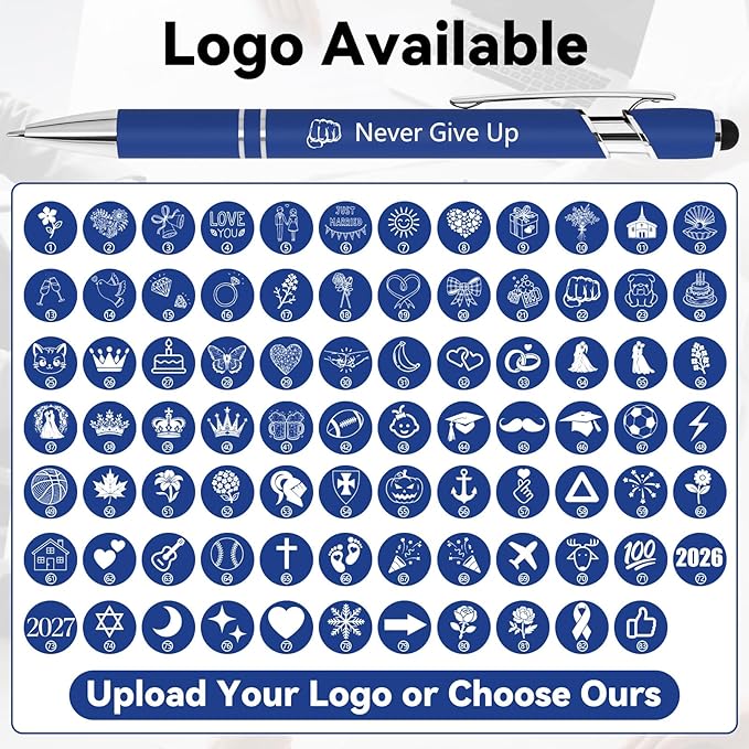 WYPAS Bulk Custom Pens - Personalized with Name, Engraved Text/Logo - Stylus Tip, Black Ink - Options for Corporate Gatherings, Events & Promotions (Green)