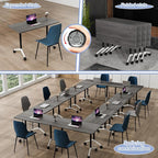 Conference Table Flip Top Mobile Conference Room Tables,Folding Conference Table with Wheels,Large Meeting Training Seminar Table Saving Space for Office Classroom(12C,70.8'')