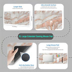 Cute Desk Mat Rose Gold Marble Mouse Pad Gaming XL Large Extended Desk Matt for Desktop Aesthetic Desk Pad, Laptop Keyboard Mouse Mat for Women Office Desk Decor Accessories Deskmat 31.5x11.8 in