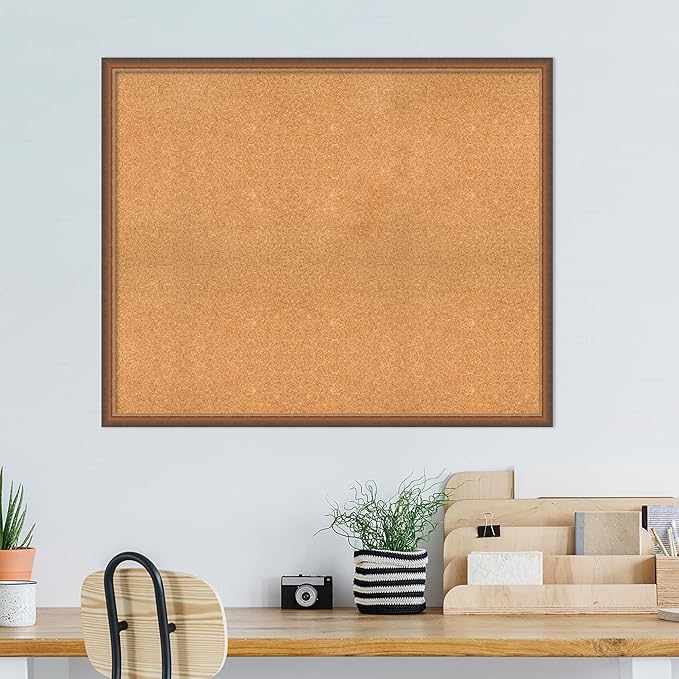 Amanti Art Natural Cork Board for Wall, 36x44 Vision Board with Bronze Frame, Oversize Corkboard Office Decor for Home Organization, Modern Corkboard Pinboard to Display Items for Home Organization