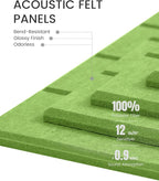 Fluxynara Felt Bulletin Board Tiles Large 48" x 36" Cork Board Alternative-6 Pack with 40 Adhesive Tabs, Thick Slat Wall Panels for Office Decor, Push Pin Board Wall Organizer Alternative-Kelly Green