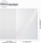 White Shimmer Cardstock Paper, 120 Sheets 250gsm/92Ib Pearlescent Paper for Crafts, Double-sided Shiny Cardstock for Gift Wrapping Birthday Wedding Decoration UAP18120