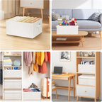 Large 17''x12'' Quart Collapsible Stackable Storage Bins with Lids, 6 Packs Off White Fabric Closet Boxes with Lids, Storage Cube Baskets Container Organizers for Bedroom Office(17''x12.2x''8'')