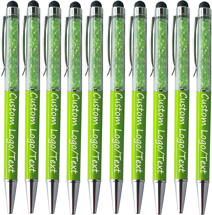 Yucold Customized Pens with Name/Logo - Touch Screen Stylus Ballpoint Pen, Perfect for Weddings, Business & Personalized Gifts (Grass green,20)
