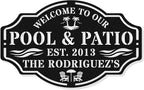 Personalized Name Metal Pool Sign,Patio Signs for Outside, Custom Pool Bar Sign, Backyard Oasis Sign,Patio Decor Outdoor,Pool Tropical Coastal Decor,Pool Decorations Outdoor