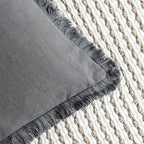 Foindtower Set of 2 Decorative Linen Fringe Throw Pillow Covers Cozy Boho Farmhouse Cushion Cover with Tassels Soft Accent Pillowcase for Couch Sofa Bed Living Room Home Decor, 16×16 Inch, Gray