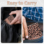 BWEGRHE Slim Credit Card Holder, Leopard Glitter RFID Blocking Metal Wallet for Men & Women, Aluminum Minimalist Hard Case Pocket-Sized Business Cards Organizer (Fits Up to 10 Cards)