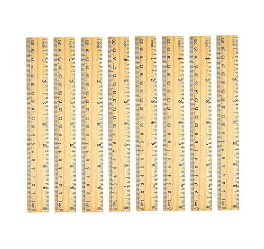 72 Pack Wooden Ruler 8 Inch Rulers Bulk Wood Measuring Ruler Office Ruler 2 Scale