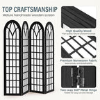 Aletheiawu Room Divider and Folding Privacy Screen, 4 Panel Japanese Shoji Style Room Divider, Partition Divider for Room Separation, Portable Decoration Screen for Home Office Restaurant - Black