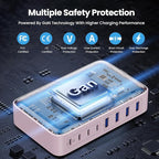 USB C Charger 200W USB C Charger Block,Upgraded GaN III 8-Port Fast Charging Station Hub,PD 65W Laptop Charging Adapter Compatible with MacBook Pro/Air,DELL,Steam Deck,iPhone 16/15/14,Galaxy S23/22