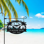 Personalized Metal Beach Sign | Custom Coastal Wall Decor for Outdoor Patio & Pool | Welcome Sign Beach House Ocean Room Decor