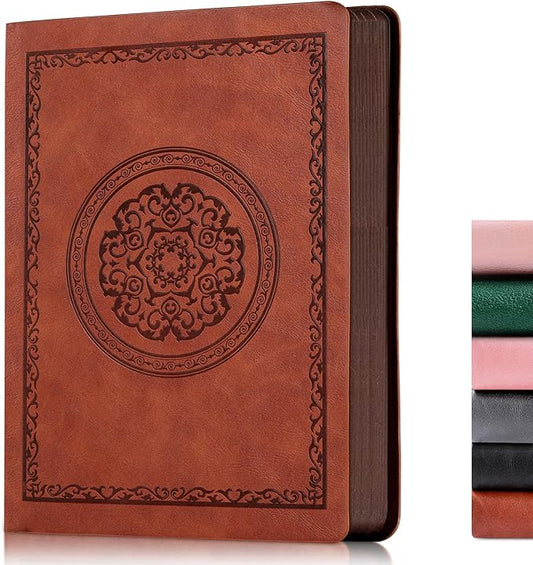 2025 Leather Vintage Journal Notebook,300 Pages,Leather Softcover Lined Journal Notebooks for Women Men,Notebook Journals for Writing Travel,Business,Office,8.5'' X 11.3''